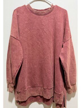 So Sweatshirt Lounge Life Tunic ~ Distressed  Dusty Rose ~ Large